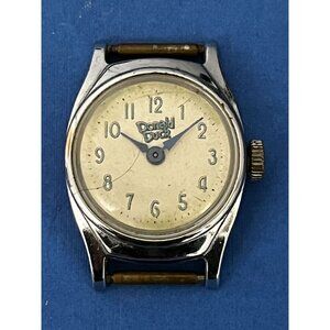 Vintage 23mm Donald Duck Children's Mechanical Wristwatch Stainless Chrome